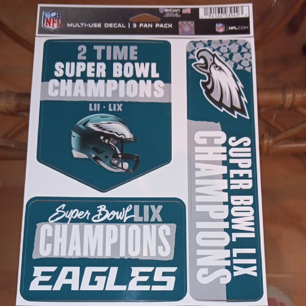 NFL Eagles Super Bowl Champions Decal Set - Green and White